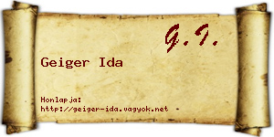 Geiger Ida névjegykártya
